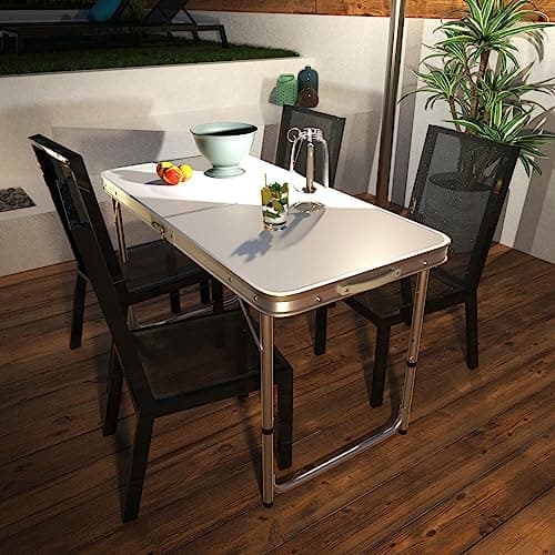 Aluminium Folding Table - Portable Lightweight Camping With Extra Strength Trestle Design, Power Coated Adjustable Height for Wedding, Garden Party, Picnic BBQ, Dinning With Carrying Handle — view 2