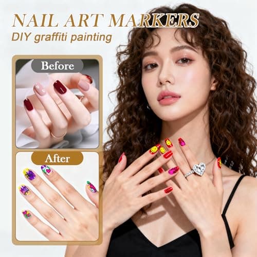 12 Colours Nail Art Pens Set, 0.5mm Tip Water-Based Nail Art Markers — view 3