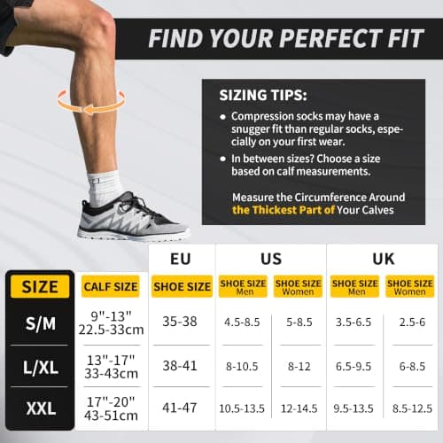 CAMBIVO 2 Pairs Compression Socks for Women & Men, 15-20mmHg Flight Socks, Graduated Support for Plantar Fasciitis Relief, Running, Pregnancy, Nurses, Travel Essentials — view 4