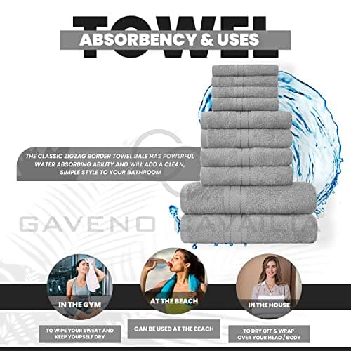 GC GAVENO CAVAILIA Soft 100% Cotton 10 Piece Towel Bale Set, Silver — view 4
