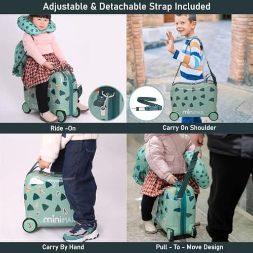 MiniMax Kids Ride-On Suitcase 45x36x20 with Neck Pillow & Drawstring Bag — view 5