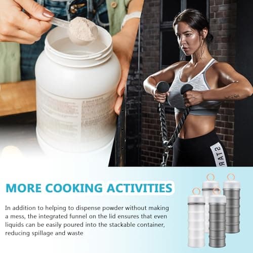 4 Pack Protein Powder Containers Bulk, Stackable Travel Powder Dispensers — view 6