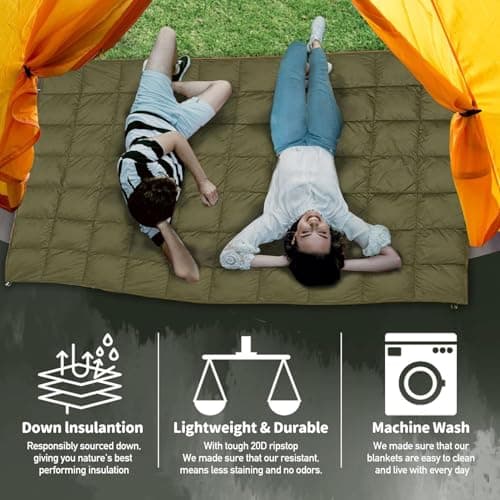 Foldable Down Blanket Packable Portable Down Filled Camping Quilt — view 3