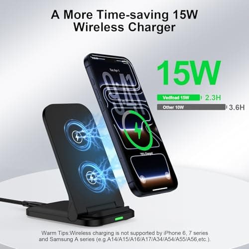 15W Foldable Wireless Charger Samsung,Fast Wireless Phone Charger Stand for Samsung Galaxy S26 Ultra S25 S24 S23 S22 S21,Google Pixel 10 Pro 10 9 9a 8 7,Wireless Charging Station for iPhone 17 16 — view 3