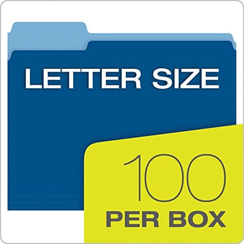 Pendaflex Two-Tone Color File Folders, Letter Size, 1/3 Cut, Navy, 100 per Box (152 1/3 NAV) — view 5