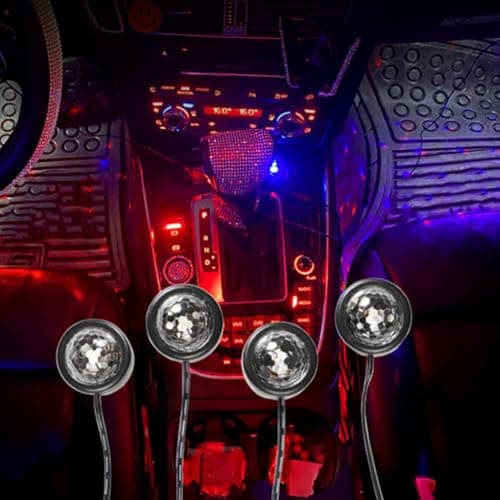 USB LED Car Interior Atmosphere Lamp 4 Head Color Changing — view 4