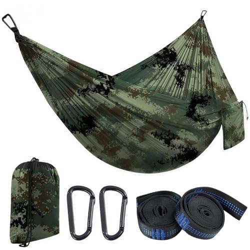 Zumhigh Camping Hammock 270x140CM with Mosquito Net, Ultra Lightweight Durable 210T Parachute Nylon Travel with Tree Straps Easy to Setup Hammock Camping for Outdoor