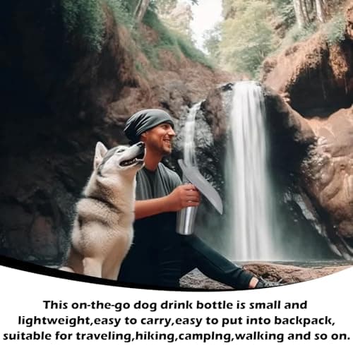 Portable Dog Water Bottle, Dog Travel Water Bottle 750ml, Suitable for Pet Outdoor Walking, Hiking, Grey — view 5