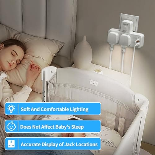 USB C Charger Plug Adapter UK, FDTEK Double Plug Extension Socket with Fast Charger, Multi USB Charging Station with Sensor Night Light, MultiPlug Extender Compatible for Kitchen, School Supplies — view 3