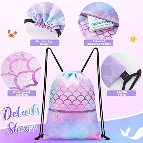 WAWSAM Kids Drawstring Gym Bag with Zippered Pocket String Backpack — view 2
