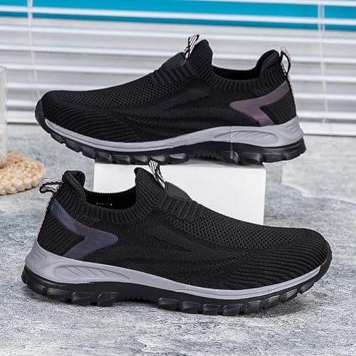 Unisex Slip On Walking Shoes Knit Running Trainers Lightweight Sneakers — view 5