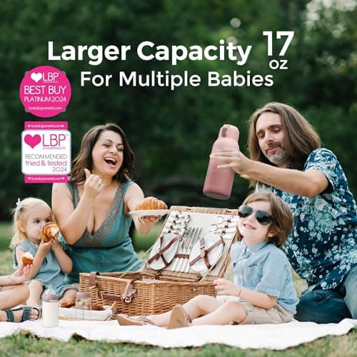 Momcozy Portable Bottle Warmer for Travel – Dual Heating Modes for Breast Milk & Water, Portable Milk Warmer with Fast Heating & Long Battery Life, 500ml Large Capacity, Pink — view 4
