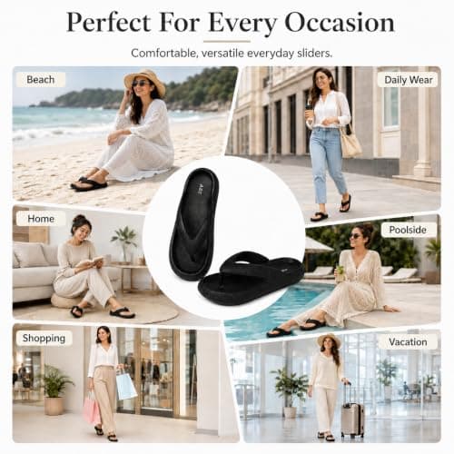 A2Z Women EVA Flip Flops Lightweight - Slider LDS 1304 Black 7/8 UK — view 3