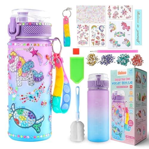 Hobee Decorate Your Own Water Bottle for Girls - Purple Unicorn Themed Arts and Crafts Kit for Kids- With Stickers and Sparkles - Crafty Girls Gifts Presents, BPA Free