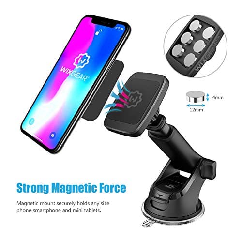 WixGear Magnetic Phone Car Mount, Universal Magnetic Car Mount Holder, Windshield Mount and Dashboard Mount Holder for Cell Phones and Tablets with Long Arm – (New Telescopic Arm) — view 3