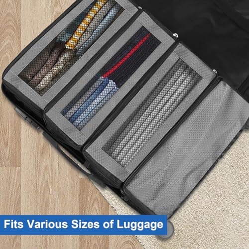 Olosar Suitcase Organizer, Travel Luggage Organizer Portable Hanging Travel Shelves Collapsible Hanging Packing Cubes for Carry on Suitcase, Grey-M, M, Modern — view 2