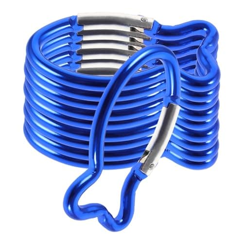 10pcs Fish Shaped Camping Carabiner Clip Blue Aluminium Alloy
