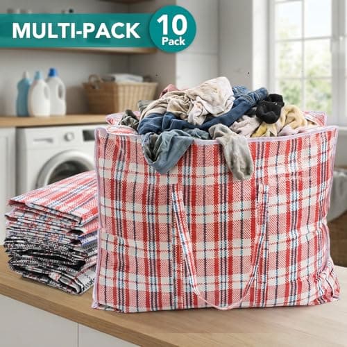10 Pack XL Extra Large Strong Laundry Storage Bags With Zip, 60x50x18CM — view 4