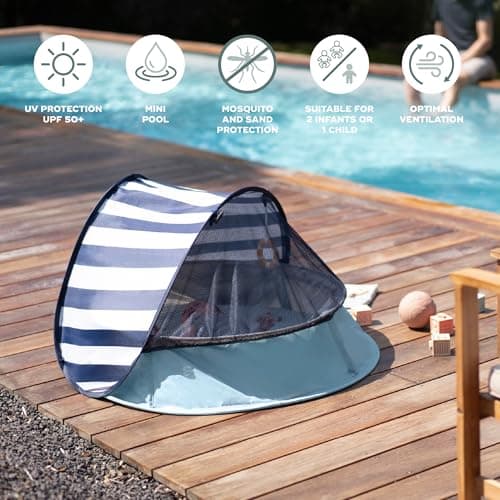 Babymoov Aquani Pop Up Baby Beach Tent & Paddling Pool - Anti-UV Sun Protection UPF 50+, Marinière — view 5