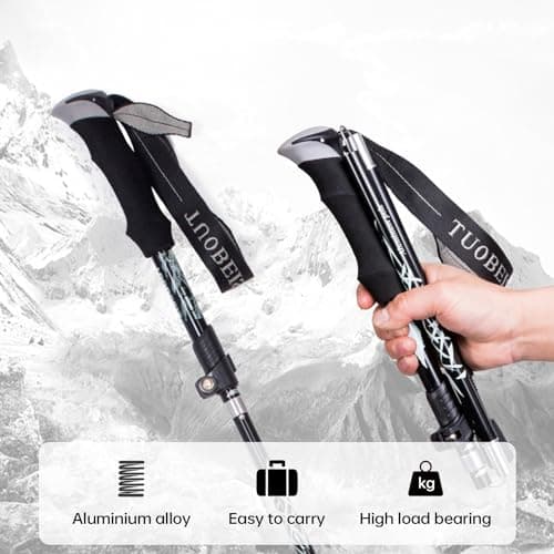 Hiking Walking Trekking Pole - Lightweight Aluminum Ergonomic EVA Handles, Telescopic, Collapsible, Ultralight For Hiking, Camping, Mountaining, Backpacking, Walking With Anti-shock (Red) — view 2