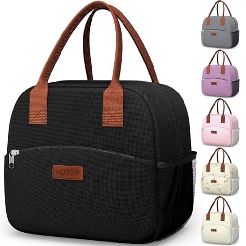 HOTOR Insulated Lunch Bags for Women Men Cooler Lunch Box, Black