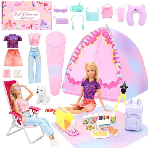 Miunana 34 Doll Travel Camping Tent Playset Accessories for 11.5 Inch Dolls