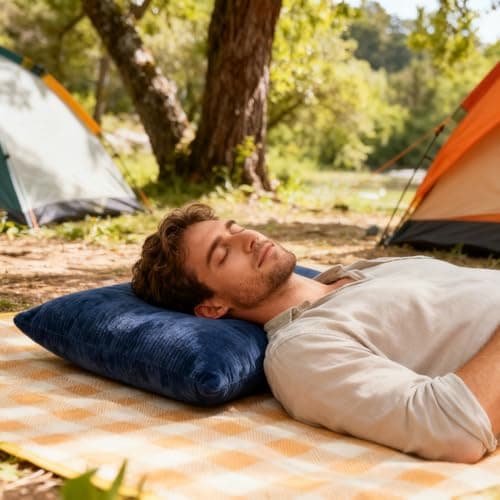 REDCAMP Small Camping Pillow for Sleeping Bag,Soft Travel Pillow,Blue — view 5