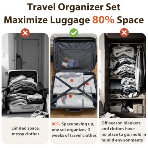 LOPIUYN Vacuum Storage Bags for Travel with Electric Pump, 14 Pack Vacuum Seal Bags for Clothing Bedding Seasonal Storage, Semi-Transparent Space Saver Compression Packing Bags for Suitcase Luggage — view 2