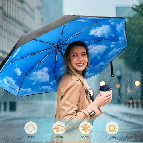 TechRise Umbrella, Compact Strong Windproof Automatic Umbrellas, Folding Lightweight, Portable Travel Golf Umbrella for Rain, Sky — view 6