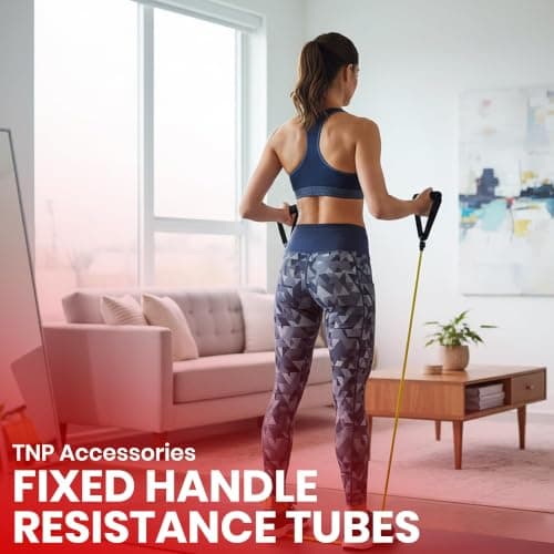 Resistance Band Toner Tube with Foam Handles for Men & Women | Gym Equipment Fitness & Exercise for Strength Training, Yoga, Pilates & Home Workout (Black, 85lbs - Beyond Extra Heavy) — view 6