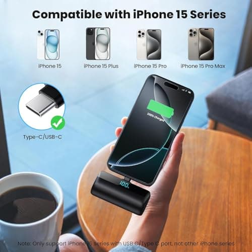 Mini Power Bank 5200mAh for iPhone 15/16,[2025 Upgraded] PD USB C Fast charging portable charger, Compact LCD Display Battery Pack Compatible with iPhone 16/16 Pro Max/15 Series,Galaxy,Android etc — view 2