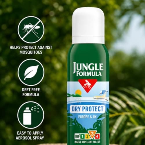 Jungle Formula Dry Protect Insect Repellent Spray Twin Pack 2 x 125ml | Up to 6 Hours Protection Against Mosquitoes & Midges | Non-Greasy Bug Spray with Light Fragrance | Travel & Outdoor Protection — view 3