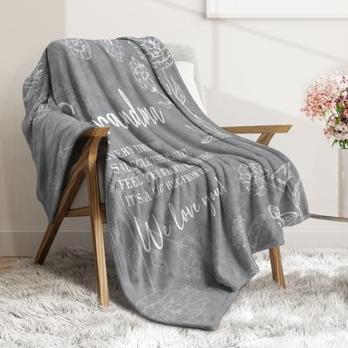 Niyewsor Grandma Gifts, Grandma Floral Blanket 50" x 60", Gray — view 3