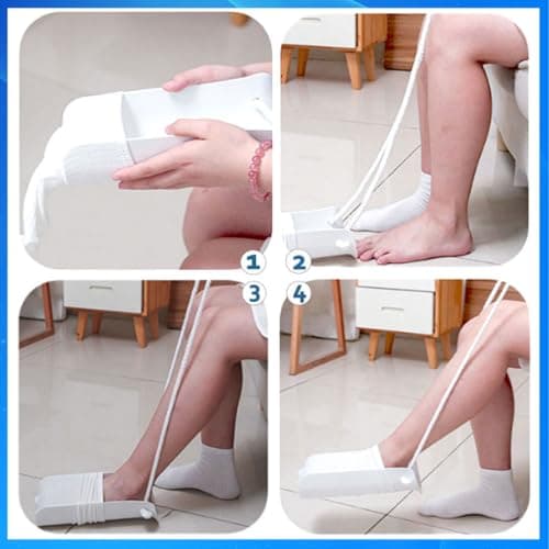 Sock Aids for Putting Socks On and Off Socks Helper with Adjustable Cords Compression Sock Helper Aide Tool with Soft Foam Round Handles for Elderly Disabled Pregnant Helper Aide Tool — view 6