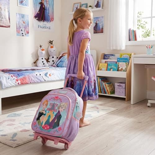 Disney Frozen Kindergarten Trolley Backpack with Wheels | Frozen Anna & Elsa ''Sister You are Amazing'' School Bag with 2 Compartments for Girls — view 2
