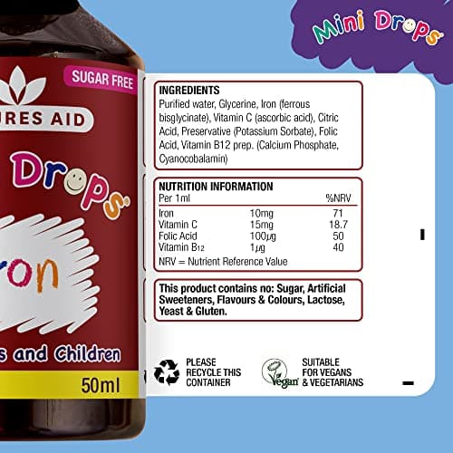 Natures Aid Mini Drops Iron Supplement for Kids & Children - 50ml — view 5