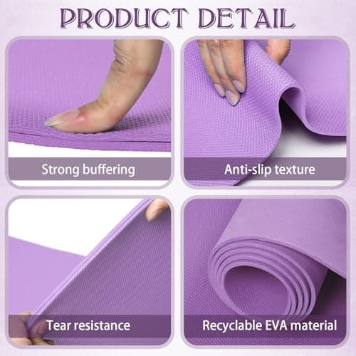 LEIFIDE 10 Pack Yoga Mat Bulk 68'' x 24'' x 4mm Thick Yoga Mat, Purple — view 4