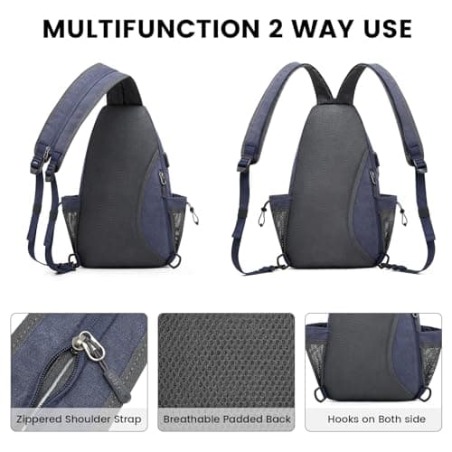 G4Free Sling Bag Crossbody Backpack with Charging Port & RFID Blocking Hiking Daypack Shoulder Chest Bag for Women Men — view 6