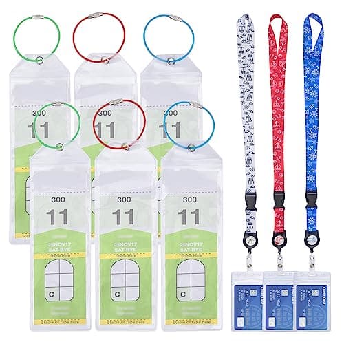 Temlum 6pcs Cruise Luggage Tag Holders & 3pcs Cruise Lanyards for Ship Cards, Waterproof Clear Luggage Tags Lanyard with Card Holder Cruise Accessories