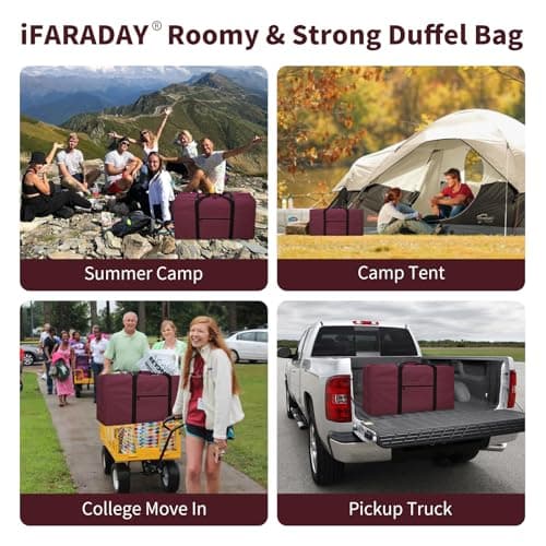 ZZY 110L Extra Large Duffle Bag Lightweight - Oversized Foldable Holdall Storage Bag for Travel, Outdoor, Camping, Sport (Maroon) — view 6