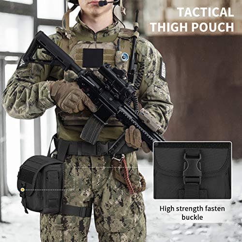 HUNTVP Leg Bag Tactical Drop Leg Bag Motorbike Molle Pouch Cross Over Leg Rig Thigh Pack for Motorcycle Cycling Riding Outdoors Camping — view 6