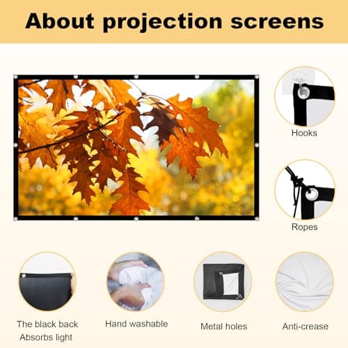 Foldable 120-inch Projector Screen,XINLEMY 4k 16:9 Anti-Crease Portable Washable Projector Backing Black Absorbs Light Movies Screens for Home Theater Backyard Indoor and Outdoor camping — view 4