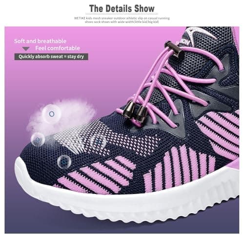 Boys Girls Trainers Unisex Kids Running Walking Shoes Child Outdoor Sport Athletic Shoes Girls Tennis Shoes, Pink Purple, 2 UK — view 3