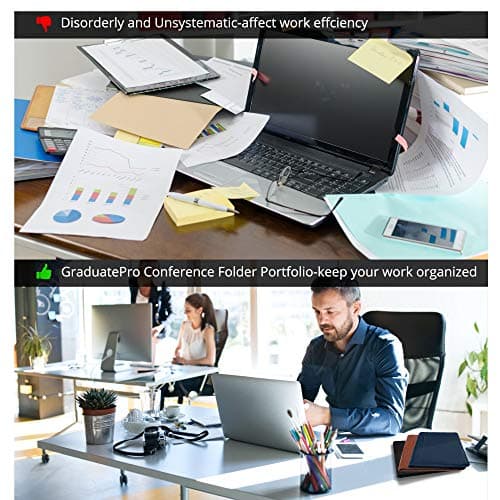GraduatePro A4 Clipboard Folder Leather Zipped Portfolio Conference Presenter Document with Tablet Business Waterproof Organizer Sleeves Black — view 5