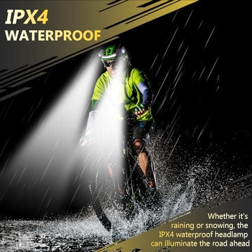 Diboniur Head Torch Rechargeable, Running Head Torch with 8 Lighting Modes, 340° Wide Angle Head Torches LED Super Bright Rechargeable with Motion Sensor,IPX4 Waterproof Lumilight Headlamp for Camping — view 3