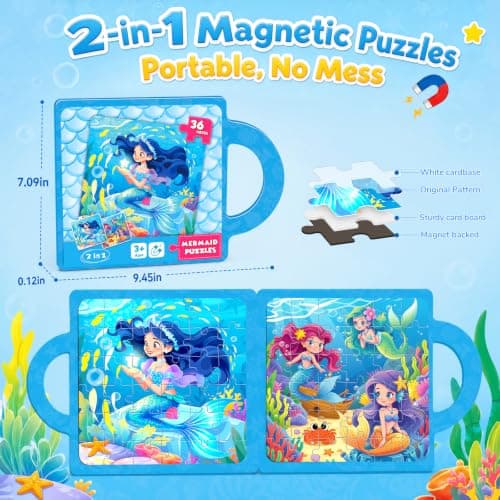 Magnetic Puzzle for Kids 3-8 – Mermaid Travel Puzzle with Carry Handle — view 2