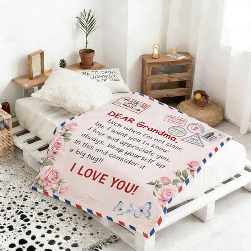 twirush Gifts for Grandma, 60 × 50 in Grandma Gifts from Grandchildren, Unique Design Blanket for Granny on Birthday, Cozy Floral Print Flannel Throw Blankets, Pink — view 5