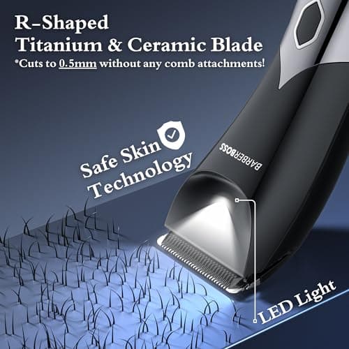 BarberBoss Men's Body Groomer, Pubic Hair Trimmer for Men, Hair Clippers, Ball Trimmer Men, Waterproof and Rechargeable Groin & Ball Shaver, Intimate Hair Clippers with Travel Lock — view 4