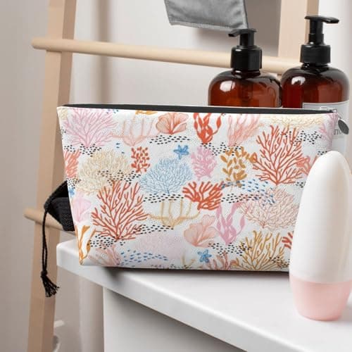 Silver Leather Travel Toiletry Bag â€“ Reusable Coral Reef Print Storage Bag, Toiletry Shaving Kit for Daily Use, Vacation — view 6