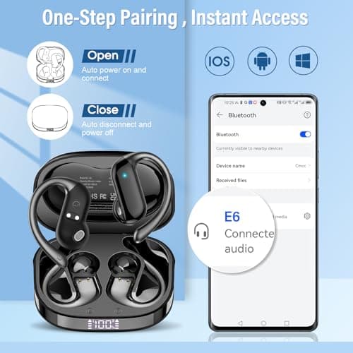 Wireless Earbuds, Bluetooth 5.4 Open Ear Headphones with Ear Hooks, 42H — view 6